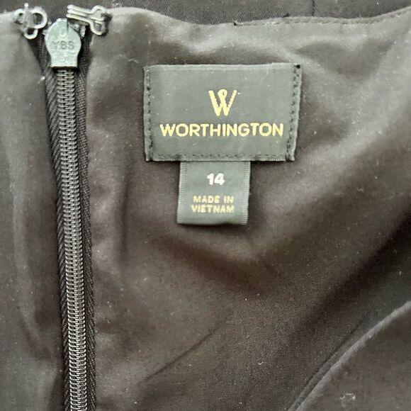 Worthington Little Black Dress V Neckline Sleeveless Fitted Sheath Size 14 - Picture 5 of 6